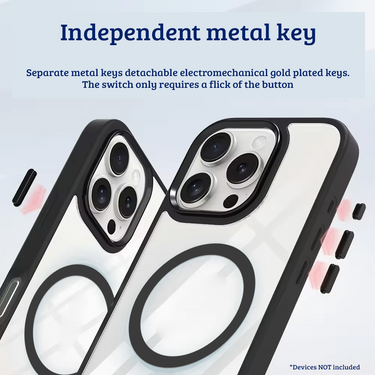 iPhone 16 Pro Clear Hard Case Cover with Metal Camera Lens: Magnetic Design, MagSafe Compatibility, Enhanced Camera Screen Guard, Anti-Scratch Protection- Black
